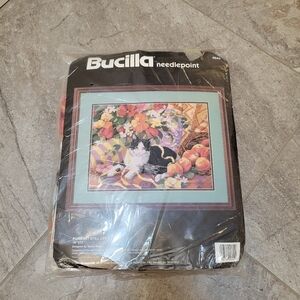 Bucilla Needlepoint Kit Purrfect Still Life #4644 Nancy Rossi Cat Flowers